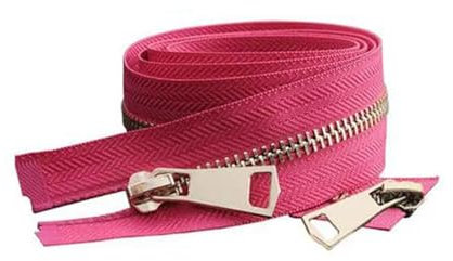 Cerniera in metallo 20-80cm 5# cursori doppi a apertura a doppia cerniera in metallo, Rosa di rosso, Zipper oro 40cm