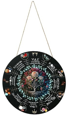 Rrlihjgu Heidnisches Rad des Jahres Kalender - 30,5 cm Rad des Jahres Hexenkalender | Wicca Türschild für Feiern, Hexenkalender Wanddekoration zum Einzug