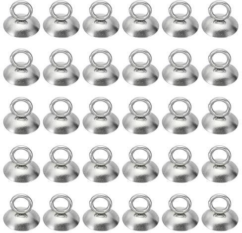 PATIKIL Cappucci Perline da 8mm, 50 Pz Cappucci Perline Gancio in Acciaio Inossidabile Creazione Gioielli Fai da Te Collane Orecchini Braccialetti Perle, Argento