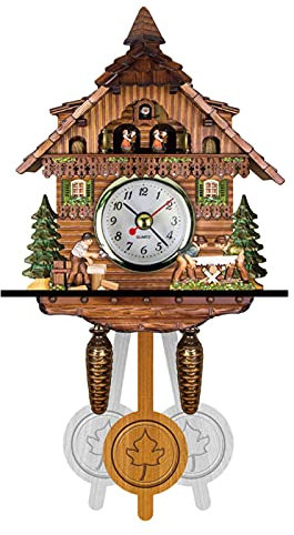 Pendule à coucou | Ornement Tranditionnel Horloge murale vintage en bois | Horloge coucou faite à la main Maison de la Forêt Noire Pendule rétro pour salon, chambre à coucher, café
