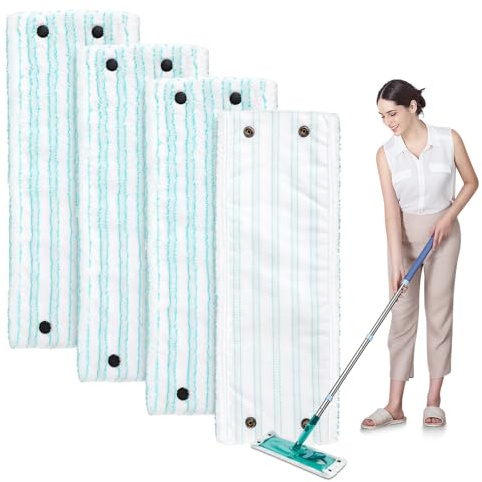 4 Stück Wischmopp Bezug für Leifheit Clean Twist M Micro Duo Wischbezug Clean Bodenwischer Ersatzbezug Set, 42x15,5cm Ersatz Zubehör für Leifheit Floor Wischbezug, Mopptuchbezug für alle Böden