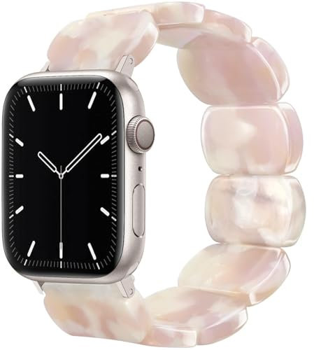 Newlibery Harz Armband Kompatibel mit Apple Watch Armband 38mm 40mm 41mm 42mm (Series 10) für Damen Herren, Schick Elastisches Mode Ersatzarmband für iWatch Series 10 9 8 7 6 5 4 3 2 1 Ultra SE