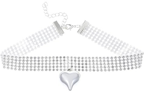 AKTOUR Collana Telecamera Nascosta alla clavicola Stile Super Flash Maglia con paillettes Ciondolo Collane a catena al collo Donna Collana Di Tre Generazioni (Silver, One Size)