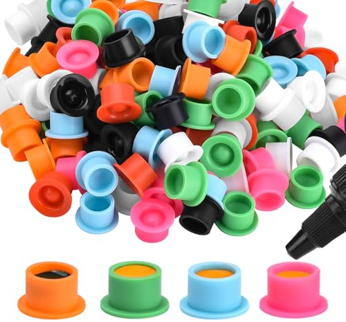 ATOMUS Silikon Tattoo Tinte Cup 200pcs Einweg Silikon Tattoo Pigment Cup Runde Form Augenbraue Eyeliner Lippe Farbe Pigment Cup Mixed Color Tattoo Pigment Halter
