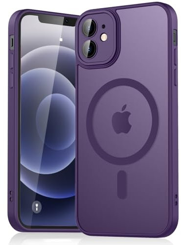 YLK Cover Magnetic per iPhone 12, Custodia Protettiva Completa con Magsafe,Traslucida Opaca Posteriore Sottile Antiurto Protettiva Case per iPhone 12 (Viola scuro)