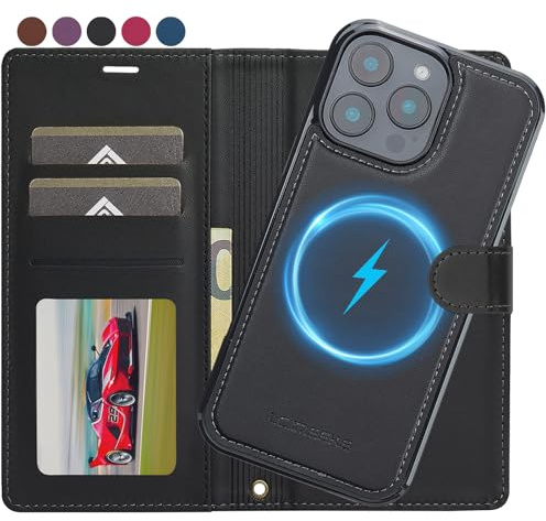 Ailicici für iPhone 16 Pro Hülle, [Abnehmbar] 2-IN-1 Abnehmbare Magnetische Hülle, Kabelloses Laden, Kartenfach Leder Case, Handyhülle RFID Klapphülle, Schutzhülle für iPhone 16 Pro Hülle