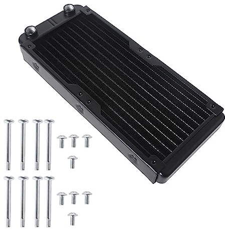 ROYJJ Radiateur de refroidissement à eau pour ordinateur à 10 tubes 240 mm G1/4 filetage femelle Dissipation de la chaleur pour ordinateur PC CPU eau froide