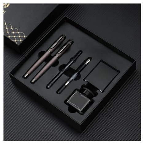 HSTWODE 1 Satz Füllfederhalter Schwarz Satz in hochwertiger Geschenkbox,kaligraphiestift füller，Geschenk für Männer & Frauen (Grau)