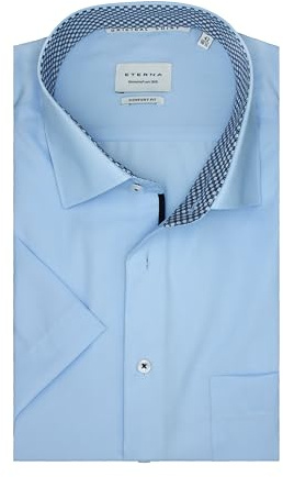 ETERNA Herren Kurzarm Hemd Comfort FIT | Hellblau | Patch | 100% Baumwolle | Kentkragen Gr. 42