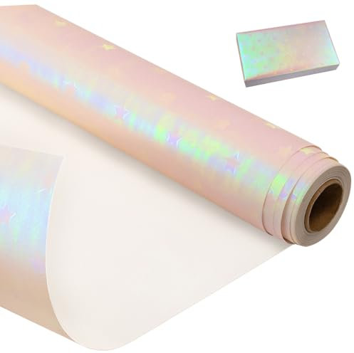 43 cm x 10 m Geburtstagsgeschenkpapierrolle, recycelbares, glänzendes Geschenkpapier mit Sterndruck für Weihnachten, Geburtstage, Hochzeiten, Babypartys und Partydekorationen