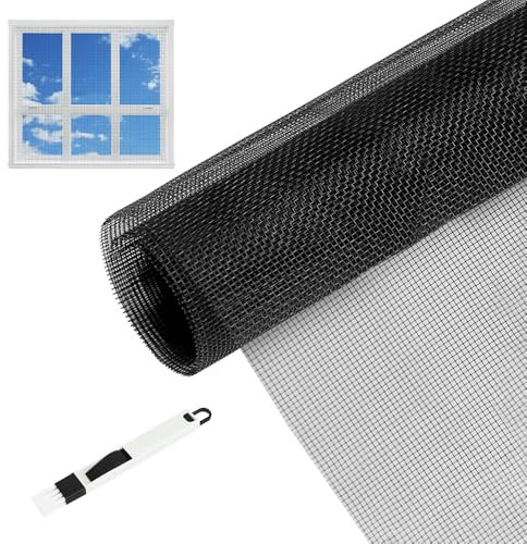 Riisoyu Rete per Zanzariera in Fibra di Vetro, 120 x 250 cm Zanzariera Finestra zanzariera ad alta densità rete di ricambio per zanzare tagliabile a piacere con spazzola per la pulizia