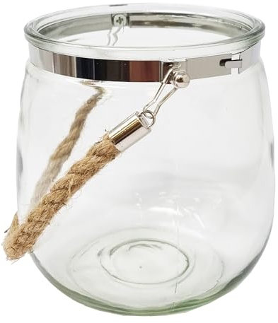 Windlicht Glas Teelicht Landhaus – Romantisches Gartenlicht Jute Henkel