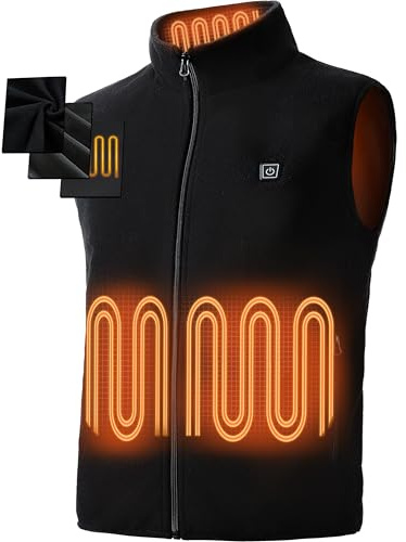 burngogo Beheizbare Weste Heizweste Herren Damen 6 Zonen Heizung 3 Temperaturregler Beheizte Weste (Ohne Powerbank) Beheizbare Jacke M Schwarz