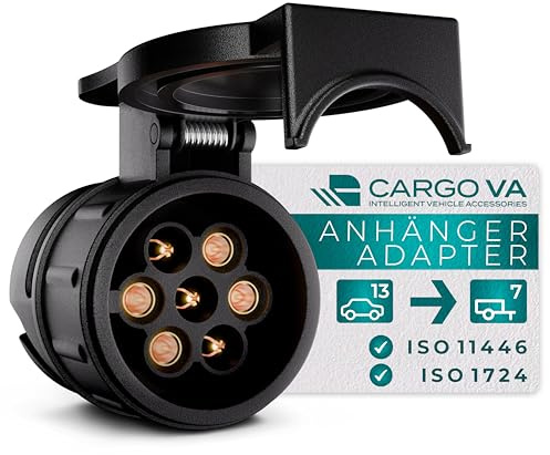 CARGO VA Intelligent Vehicle Accessories Anhänger Adapter 13 auf 7 polig | Kurzadapter für PKW Anhängerkupplung Wohnwagen & Fahrradträger | Wasserdicht | ISO 11446 & ISO 1724