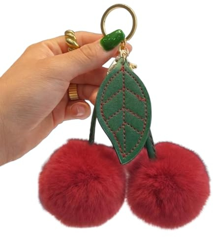 CVNRCLP Plüsch Kirsche Taschenanhänger, Rot, Weich & Robust, Für Handtaschen, Rucksäcke & Schlüssel, Verspielter Style für Erwachsene