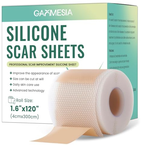 4 × 300 cm Cerotto in Silicone per Cicatrici, Nastro in Silicone Autoadesivo e Riutilizzabile, Adatto a pelli sensibili, Traspirante e Impermeabile, per Viso e Corpo