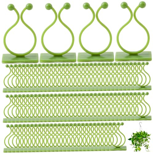 Temeemeg Clips muraux pour Plantes 100 pièces – Clips pour Plantes à Support adhésif Puissant pour grimpantes, Crochets Invisibles sans perçage pour pothos, décoration intérieure, Gestion des câble