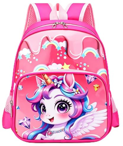 Danbghyuo Einhorn Regenbogen Rucksack, Einhorn Rucksack Mädchen, Einhornmuster Eiscreme Kinderrucksack, Tagesrucksack Taschen Doppel Schultertasche Einhörner Geschenke für Kindergarten/Schule/Outdoor