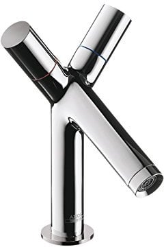 AXOR Wasserhahn Starck 2-Griff Waschtischarmatur (Auslauf Höhe 80 mm mit Zugstangen-Ablaufgarnitur) Chrom