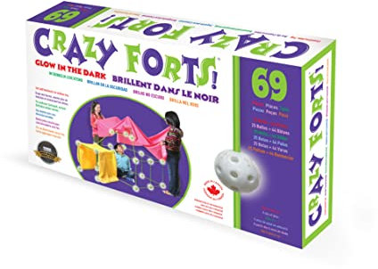 Crazy Forts Glow in The Dark, 69 Pieces, Fort Building Kit for Kids, Indoor or Outdoor STEM Playhouse Construction Toy