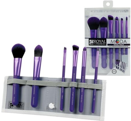 Royal Brush Moda Total Face Cosmetic Brush Set and Case, Purple