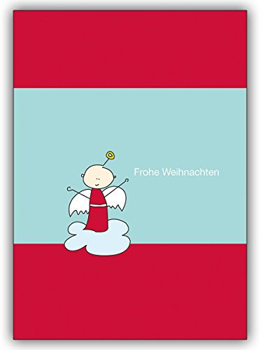 1x Ein Weihnachtsengel wünscht frohe Weihnachten! Auf dieser tollen Weihnachtskarte • als festliche Weihnachts Klappkarte zum Jahres-Ende für Familie und Firma