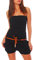 malito - Damen Jumpsuit - Einteiler mit Gürtel & Taschen - Bandeau Sommer Overall - kurzer trägerloser Playsuit - unifarbener Romper 8964 (Schwarz)