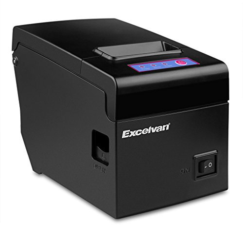 Excelvan E58 - Bluetooth Thermodrucker für Belege und Tickets (58 mm, Android, iOS, Windows, Linux, 130 mm/s, ESC/POS, USB), Schwarz