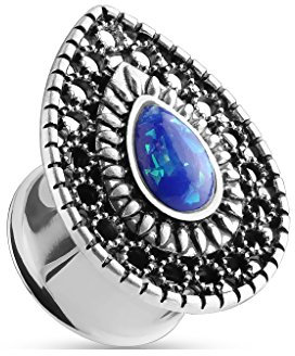 Tapsi´s Coolbodyart® Double Flared Tunnel Edelstahl Chirurgenstahl 316L Messing Nazar Amulett Glücksauge 6mm
