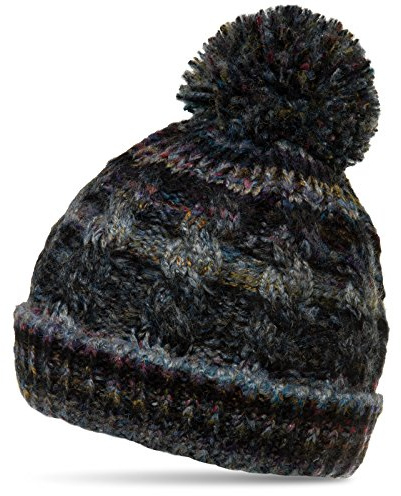 Caspar MU170 Gefütterte Damen Vintage Winter Mütze Bommelmütze Multicolor