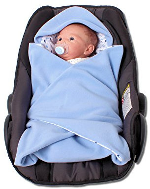 HOBEA-Germany – Einschlagdecke Fußsack für die Babyschale Sommer, Farben Sommerdecken:hellblau mit Blättern
