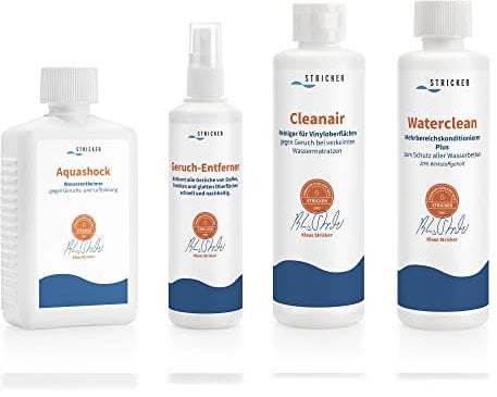 STRICKER Service Set Geruch für 1 Matratze I schnelle Hillfe gegen Geruchsprobleme I Wasserbett-Pflege I Konditionierer I Cleanair I Geruch-Absorber I für Wasserbetten Aller Hersteller geeignet