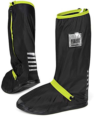 PERLETTI Copriscarpe Impermeabili Alti Neri - Copri Scarpe Catarifrangenti Resistenti e Riutilizzabili con Suola Antiscivolo - Punta e Tallone Rinforzati - Galosce Pioggia Fango (Verde Lime, M 40/42)