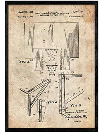 Nacnic Basketballkorb Patent Poster. Poster mit Erfindungen und alten Werkzeugen.