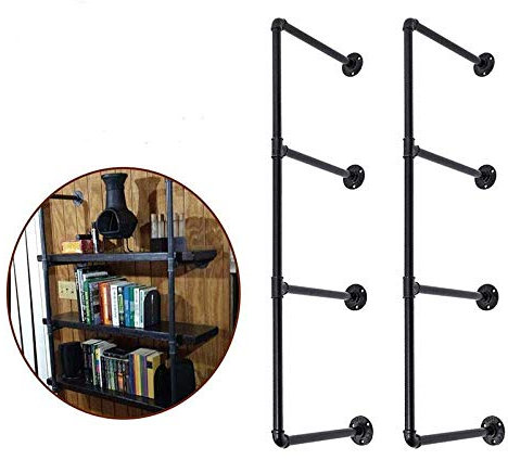 eSynic Industrielles Regal Vintage 2 Stück Retro-Rohrregal Eisen industrielles Regal montierte Aufbewahrungsregal, offenes Metall-Wandregal für DIY Küche, Heimdekoration