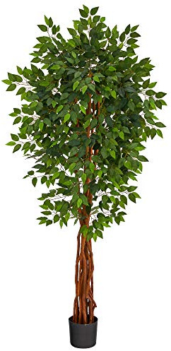 Nearly Natural 6.5ft. Super Deluxe Ficus Artificial Tree with Natural Trunk