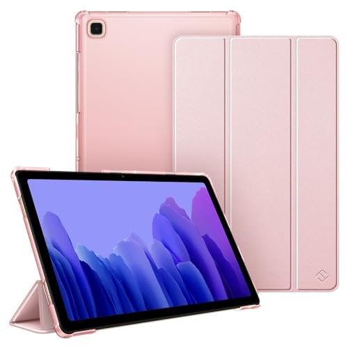 Fintie Hülle für Samsung Galaxy Tab A7 10.4 2022/2020, Ultradünn Schutzhülle mit transparenter Rückseite und Auto Schlaf/Wach Funktion, Roségold