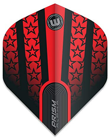 WINMAU Prism Alpha Rot mit schwarzen Sternen Extra Dicke Flights - 1 Satz pro Packung (Insgesamt 3 Flüge)