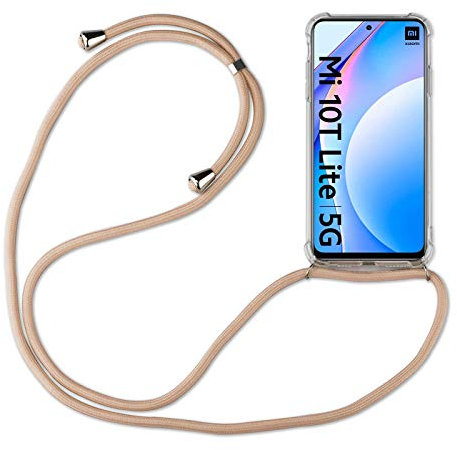betterfon Hülle Kompatibel mit Xiaomi Mi 10T Lite | Handykette Smartphone Halskette Hülle mit Band | Handyhülle mit Kordel zum Umhängen Kompatibel für Mi 10T Lite | Beige/Braun