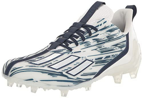 adidas Men's Adizero Cleats, White/Team Navy Blue/White, 14
