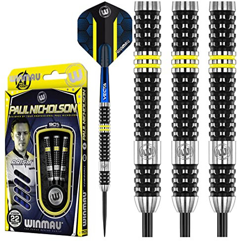 WINMAU Paul Nicholson 22 Gramm Profi Wolfram Dartpfeile Set mit Flights und Schäfte
