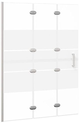 vidaXL Faltbare Duschkabine mit Griff Duschwand Faltwand Duschabtrennung Badewannenaufsatz Badewannenfaltwand Badewanne ESG 100x140cm Weiß