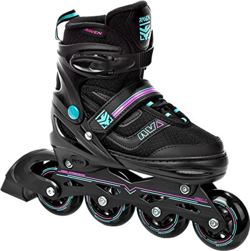 RAVEN Inline Skates Inliner für Kinder und Erwachsene OPTIONAL 2in1 mit Schlittschuhen verstellbar (Drill Mint/Pink ohne Kufen, 34-37 (21,5cm-24cm))