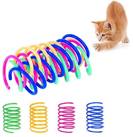 ZENVALY Spielzeug für Katzen, Spiralfedern Interaktives Katzenspielzeug, Buntes Kreatives Langlebiges Spiralfedern für Katzen, Kunststoff Cat Spring Neuheit Haustiere Spielzeug, 20 Stück