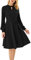 GRACE KARIN Damen Langarm Knielang Cocktailkleid Abgefackelt Plissee Kleid Schwarz XL