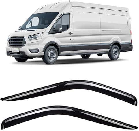 CLIM ART Windabweiser für/kompatible mit Ford Transit 2013-2025 Van (MK8) - Stick-on Regenabweiser - Autofenster Sonnen-& Regenschutz - Windabweiser Autofenster - Einfache Montage - Garantie 2 Set