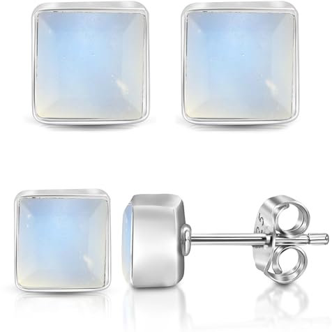 Unique Gems Mondstein Ohrstecker Damen 925 Sterling Silber – Elegante Ohrringe mit Moonstone – Handgefertigter Edelstein Schmuck Boho Vintage Geschenk für Frauen