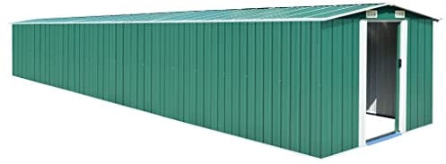 YEZIYIYFOB Gerätehaus Grün 257x779x181 cm Verzinkter Stahl Gartenschrank Gartenhaus Metall Fahrradgarage Gartenschrank Wetterfest Outdoor Schrank GeräTeschuppen Metall mit 4 Lüftungsschlitzen