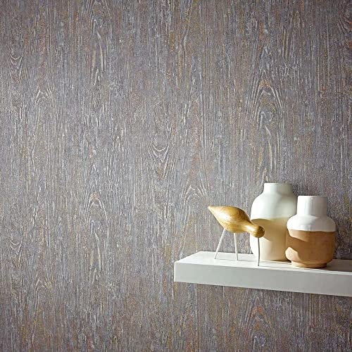 Erismann Vliestapete Grau Kupfer Gold Metallic Maserung Holz Optik 10307-10