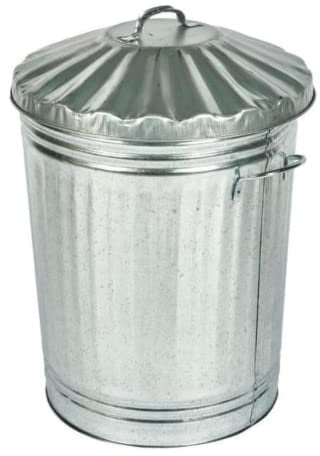 Trendi 15L Galvanised Metal Dustbin with Lid - Garden Bin/Indoor Bin
